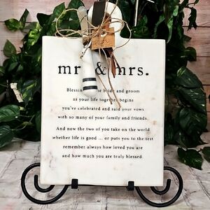 Mudpie Mr. & Mrs. Wedding Marble Board Marble Set NWT